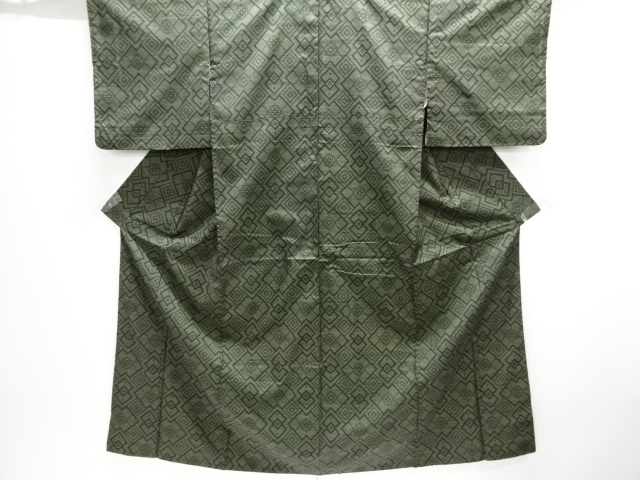  アンティーク　幾何学模様織り出し本場泥大島紬着物(5マルキ)